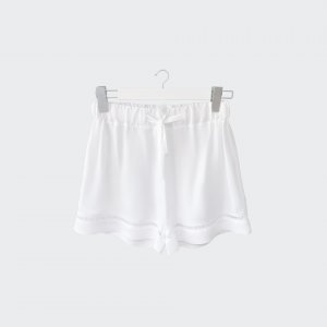 White shorts with hemstitch