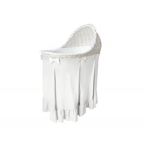 Mobile wicker bassinet with ecru skirt with flounce