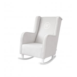 Rocking armchair Modern ivory with emblem